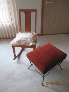 Vintage rocking chair and stool...