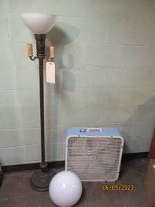 Vintage lamp, fan and plastic light...
