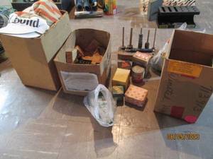 Box of painters caps, hardware fast...