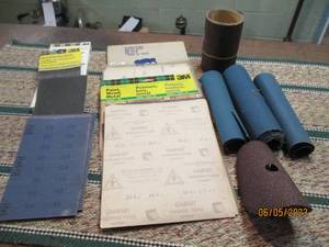Lot of sand paper rolls, sheets...