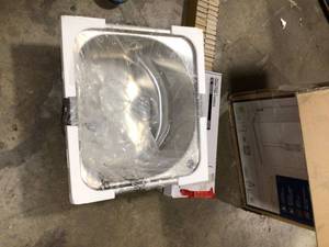 lot 2 image: Glacier Bay All-in-One Stainless Steel 24 in Laundry Sink with Faucet and Storage Cabinet in White Customer Returns See Pictures
