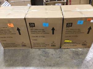lot 4 image: 3 Boxes of  Hampton Bay Heather Glen Metal Outdoor Dining Chairs with Stone Gray Cushions (2-Pack)  Customer Returns See Pictures