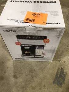 lot 19 image: Chefman 7.6 Cup Brew Single and Double Shot Stainless Steel 6-in-1 Espresso Machine 15-Bar Pump Built-In Milk Froth Coffee Maker Customer Returns See Pictures