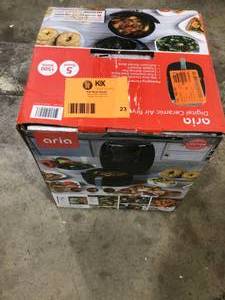 lot 23 image: ARIA 5Qt Teflon-Free Premium Ceramic Air Fryer with 2-Tier Stainless Steel Rack, Baking Pan, Skewers and Extended Recipe Book Customer Returns See Pictures