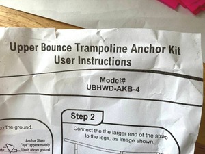lot 44 image: Zoro Upper BounceTrampoline Deep Fastening Set of Four Spiraled Anchor Kit