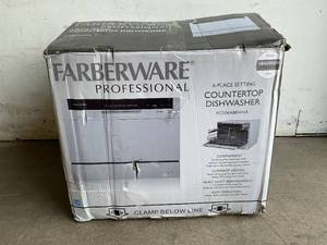 lot 98 image: Farberware Professional White Compact Portable Countertop Dishwasher with 6 Place Settings and Silverware Basket