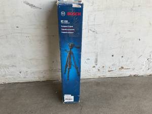 lot 113 image: Bosch Compact Tripod with Extendable Height for Use with Line Lasers, Point Lasers, and Laser Distance Tape Measuring Tools