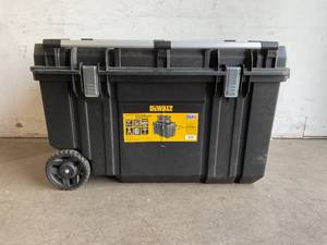 lot 115 image: DeWalt Tough Chest 38 in. W 63 Gal. Polypropylene Rolling Tool Box and 28 in. W 12 Gal. Polypropylene Rolling Tool Box