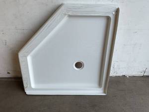 lot 116 image: Delta Foundations 38 in. L x 38 in. W Corner Shower Pan Base with Corner Drain in White