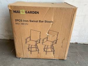 lot 14 image: Nuu Garden 2-Piece Steel Outdoor Swivel High Bar Stools
