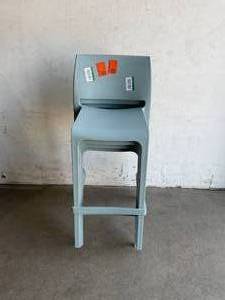 lot 129 image: Set of Four Sensilla Baby Blue 40.60 in. Low Back Resin Stackable Bar Stool