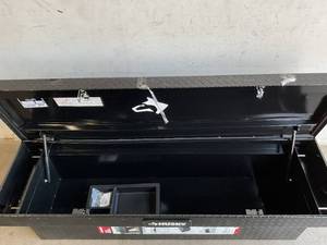 lot 139 image: Husky 71.36 in. Matte Black Aluminum Full Size Crossbed Truck Tool Box