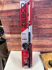 lot 16 image: New Zebco Fishing Rod, Line, Tackle & Box