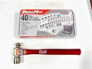 lot 26 image: New Plumb Ball Pein Hammer & Socket Set