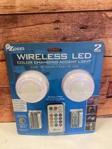 lot 54 image: New 2 Pack Color Changing Wireless Puck Lights
