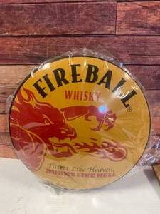 lot 69 image: New Fireball Oval 16 Inch Metal Sign