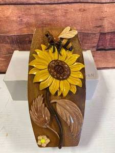 lot 89 image: New Custom Made Mahogany Sunflower Locking Box