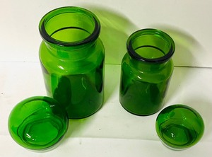 lot 112 image: Two Vintage Green Lidded Jars