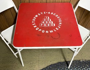 lot 118 image: Vintage Childrens Folding Table and Chairs