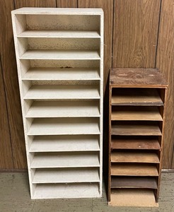 lot 134 image: Two Vintage Wooden Shelves