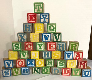 lot 150 image: Large Variety of Vintage Wooden Letter Blocks