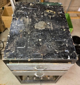 lot 183 image: Work Bench with 2 Drawers and Slots on Both Sides on Casters