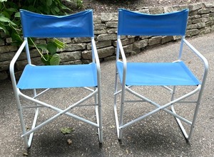 lot 185 image: Pair of Folding Metal and Canvas Chairs