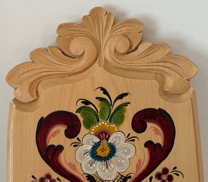 lot 217 image: Vintage Hand Carved Norwegian Rosemaling Wall Art