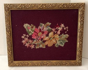 lot 262 image: Vintage Sewing Basket and Framed Needlepoint