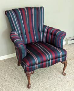 lot 42 image: Colorful Striped Armchair