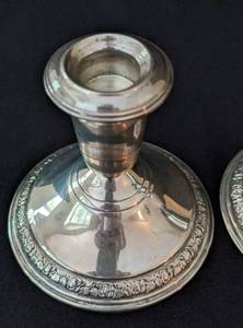 lot 11 image: Pair of Weighted Sterling Silver Candleholders