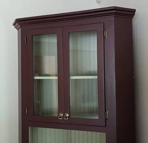 lot 20 image: Cranberry and Cream Painted Wood Corner Cabinet