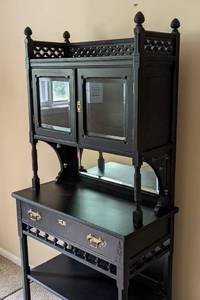 lot 26 image: Vintage Black Painted Display Cabinet