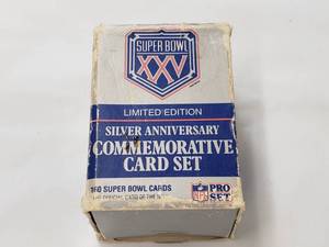 lot 2 image: Opened, NFL Pro Set Limited Edition Silver Anniversary Super Bowl XXV Commemorative Card Set