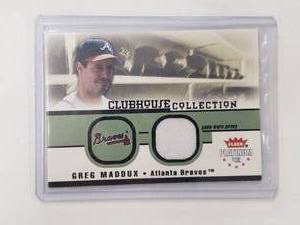 lot 5 image: Greg Maddux Fleer Platinum 02 Clubhouse Collection Game-Worn Jersey Relic
