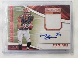 lot 24 image: Tyler Boyd Rookie Autograph Relic Panini Rookies & Stars No. FO-TB, Numbered 1949