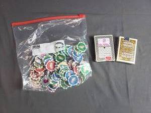 lot 129 image: Las Vegas Poker Chips and Casino Cards from The Golden Nugget and Mystic