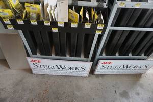 lot 57 image: Ace Hardware Slotted Storage Rack With Brand New Steel ProductsInventory