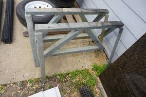 lot 158 image: 2 - Heavy Duty Galvanized Metal Saw Horses