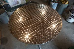 lot 190 image: Metal Pedestal Frame Oval Table With Ornate Finish