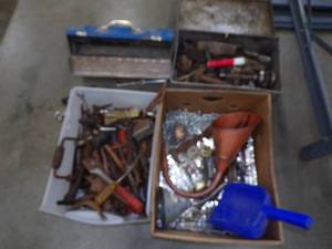lot 85 image: Assorted Tools and Vintage Steel Tool Boxes