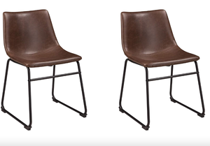 lot 258 image: Signature Design by Ashley Mid Century Centiar Brown Dining Bucket Chair Pack of 2, Metal (OPEN BOX)