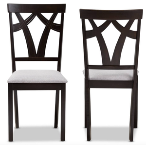 lot 263 image: Baxton Studio RH146C-Dark BrownGrey-DC Sylvia Dark Brown Finished Dining Chair (Set of 2) (OPEN BOX)