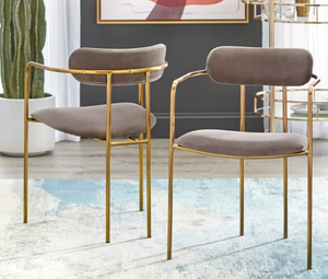 lot 264 image: Set of 2 Healey Retro Velvet Dining Armchairs - Buylateral (OPEN BOX)