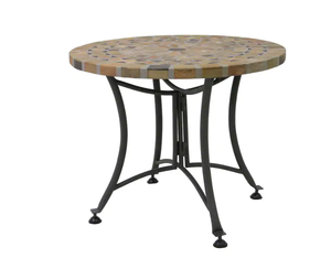 lot 267 image: Outdoor Interiors Round Sandstone Metal Outdoor Accent Table (OPEN BOX)