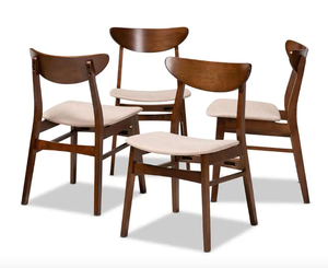 lot 272 image: Parlin Light Beige and Walnut Brown Fabric Dining Chair (Set of 4) (OPEN BOX)
