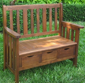 lot 278 image: International Caravan Highland Acacia Slatted Bench (OPEN BOX)
