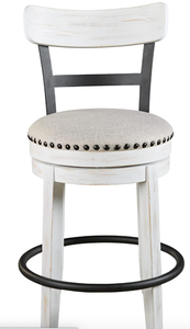 lot 293 image: Signature Design by Ashley Valebeck 24 Modern Swivel Counter Height Barstool, Whitewash (OPEN BOX)