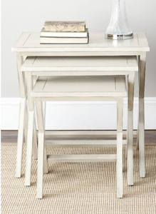 lot 314 image: Maryann Stacking Tray Tables in White - Safavieh AMH6573A (OPEN BOX)