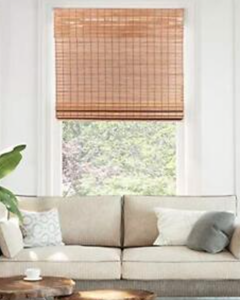 lot 330 image: 39 in x 64 in Cordless Bamboo Roman Shade (OPEN BOX)